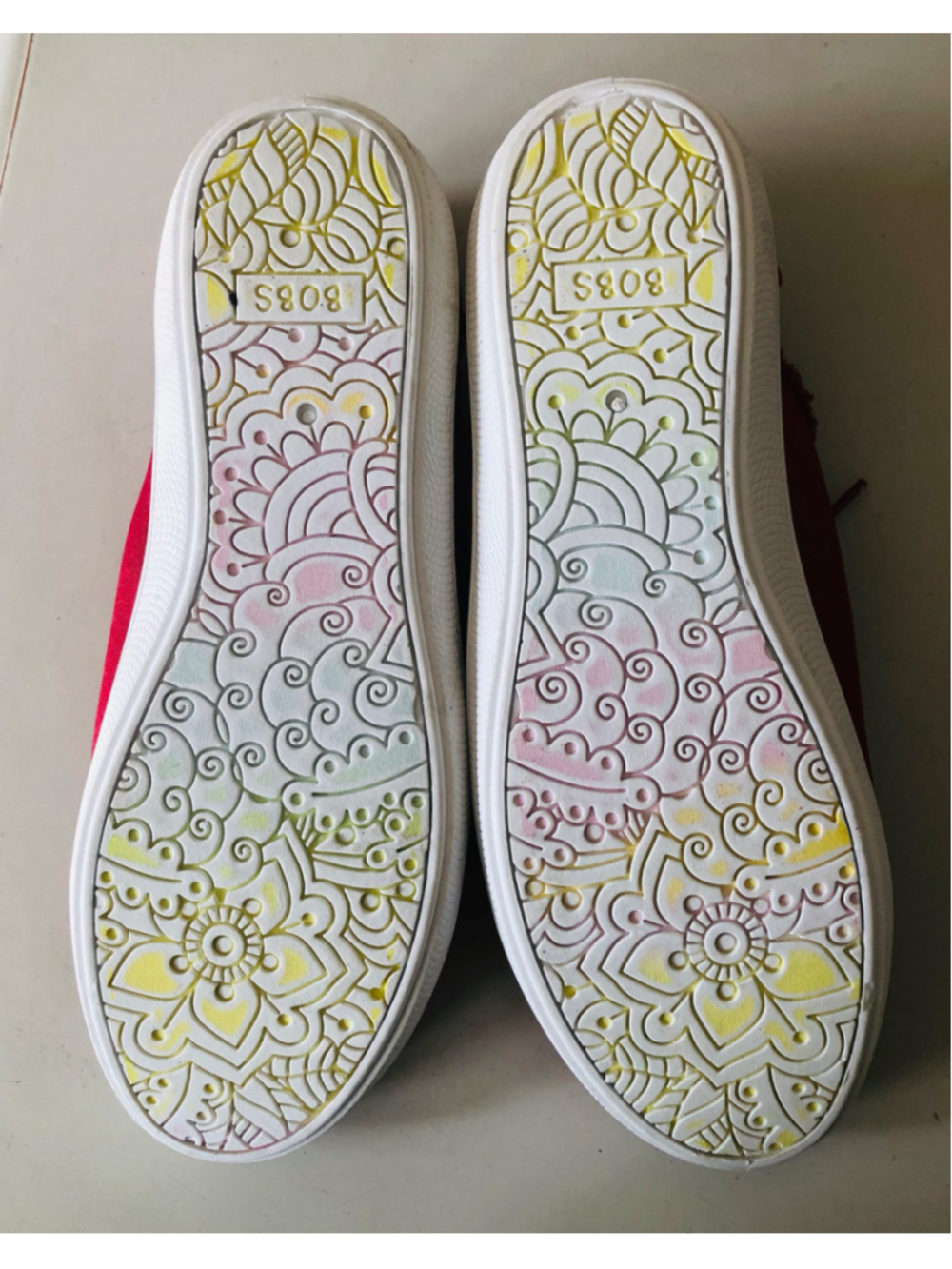 Bobs Skechers Bobs B Cute Dark Red Canvas Memory Foam Slip On Fashion Sneakers - Picture 11 of 12